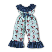 Load image into Gallery viewer, Ruffle collar backless cow print jumpsuit baby girls jumper