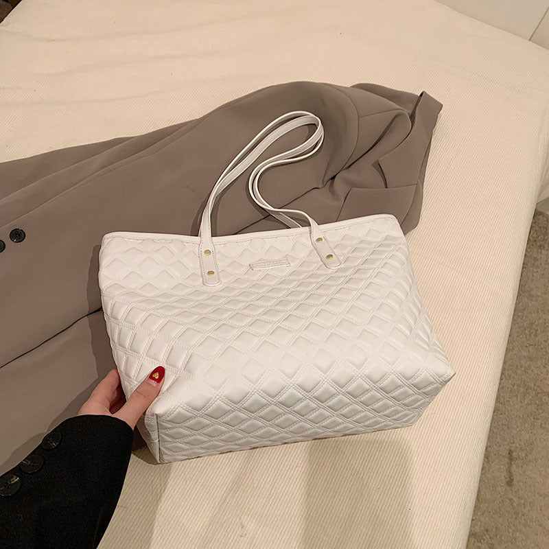 Diamond-Check Commuter Shoulder Bag - Women's PU Leather Crossbody Bag