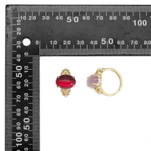 Load image into Gallery viewer, Gold Oval Red Pink Stone Adjustable Ring, Sku#LX353