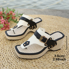 Load image into Gallery viewer, Chunky Heel Metal Buckle Sandals