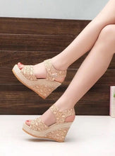 Load image into Gallery viewer, Women's Cutout Platform Sandals | Waterproof Open-Toe Cowhide Heels