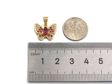 Load image into Gallery viewer, Gold Fuchsia CZ Butterfly Shape Charm, Sku#LK76