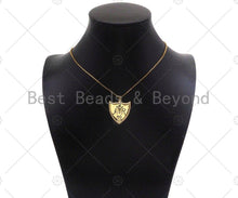 Load image into Gallery viewer, 18K Dainty Gold Symbol On Shield Shape Pendant/Charm,Cubic Zirconia Charm, Necklace Bracelet Charm Pendant, 28x24mm, Sku#L556