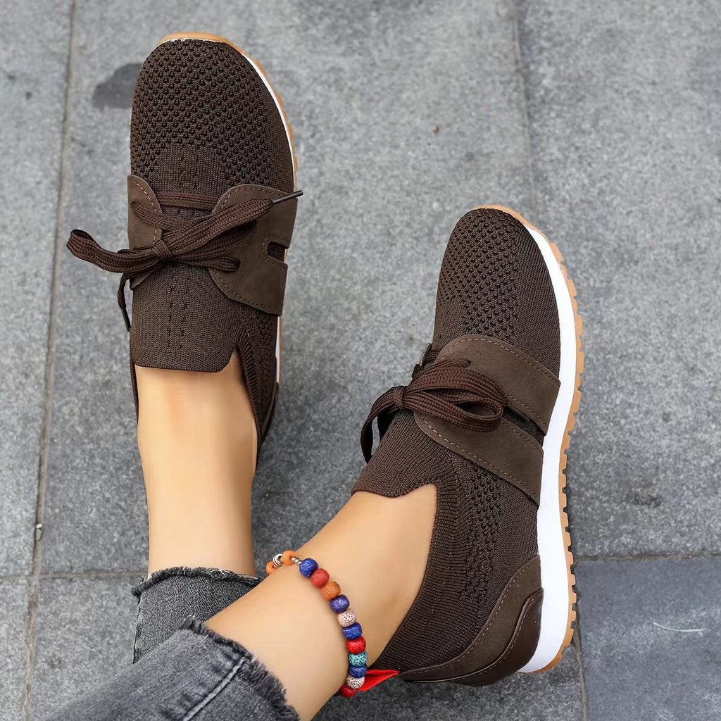 Women's Lace-Up Mesh Flats | Breathable Casual Walking Wedge Shoes