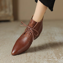 Load image into Gallery viewer, Women's Vintage Round Toe Ankle Boots - Genuine Leather Slip-On Chunky Heel Winter Boots