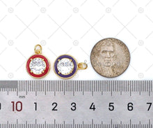 Load image into Gallery viewer, Big Clear CZ Micro Pave on Enamel Colorful Round Coin Shape Pendant,Sku#F1443C