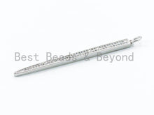 Load image into Gallery viewer, CZ Micro Pave Long Needle Bar Pendant, Cubic Zirconia Pendant,62x4mm, sku#F90