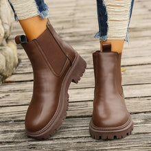 Load image into Gallery viewer, Women's Chunky Heel Martin Ankle Boots – Round Toe Slip-On Block Heel Booties