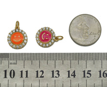 Load image into Gallery viewer, CZ Enamel Round Smiley Face Charm, Sku#F1477C