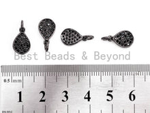 Load image into Gallery viewer, Black CZ Pave On Black Micro Pave Teardrop Charm Beads,8x12mm, sku#F392