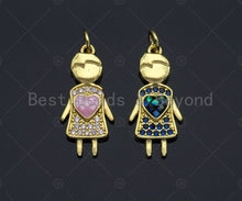 Load image into Gallery viewer, Girl With Pink Heart Pendant/Charm, Abalone Mother-of-pearl, SKU#LK66