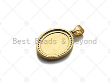 Load image into Gallery viewer, 18K Gold Virgin Mary On Oval Emblem Shape Pendant, Oval Charm, Virgin Mary Pave Pendant, Dainty Gold Charm,21x15mm, Sku#F1154