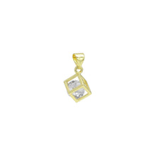 Load image into Gallery viewer, Clear CZ Gold Diamond Cube Cage Charm Pendant, Sku#LK1079
