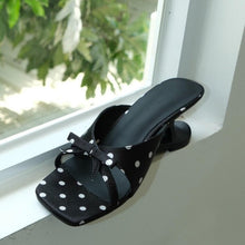 Load image into Gallery viewer, Women's Alien Square-Toe Bow Slide Sandals | Mid Heel Summer Slides