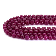 Load image into Gallery viewer, Round Smooth Magenta Color Jade, 6mm/8mm/10mm/12mm, sku#U1808
