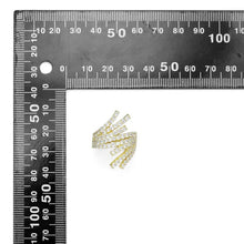 Load image into Gallery viewer, Gold Silver Clear CZ Radical Lines Adjustable Ring, Sku#A391