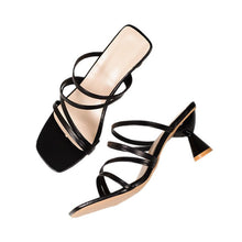 Load image into Gallery viewer, Plus-Size Square Toe Stiletto Heel Sandals