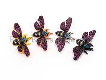 Load image into Gallery viewer, MOTH Inspired Charm, CZ Micro Pave Multi Color Insect Pendant, Cubic Zirconia Pave Butterfly, Gold/Rose Gold/Silver/Black,16x34x4,SKU#F440