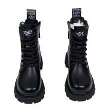 Load image into Gallery viewer, Women's Padded Insulated Winter Boots | Thick Sole, Side Zipper, Non-Slip – Black &amp; Brown