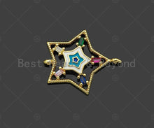 Load image into Gallery viewer, Colorful CZ Heart Star Eye Shape Connector, Heart Jewelry, Star Connector, Eye Connector, 22x25mm,Sku#LD78