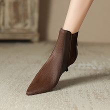 Load image into Gallery viewer, Women's Genuine Leather Stiletto Heel Pointed-Toe Ankle Boots – Back Zipper, Velvet or Single Lining