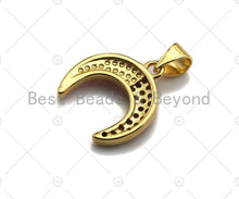 Load image into Gallery viewer, Pink Pendant/Charm, Pink Mother-of-pearl Horn Pendant, Cubic Zirconia Pendant, Gold Tone, 15x16mm, Sku#LK70