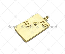 Load image into Gallery viewer, 18K Dainty Gold Sunflower On Rectangle Shape Pendant,Big Clear CZ Medallion Charm, Necklace Bracelet Tag Charm,24x43mm,Sku#Z1313