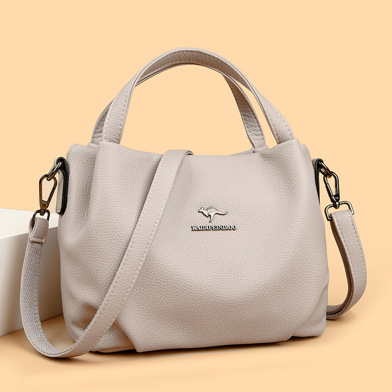 Women's High-Capacity Lychee Texture Tote Bag – Composite Cowhide Shoulder Bag
