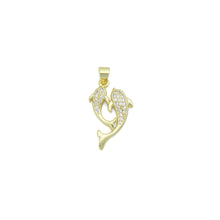 Load image into Gallery viewer, Clear CZ Gold Dolphin Charm Pendant,Sku#LD715