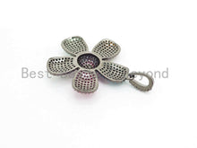Load image into Gallery viewer, 28mm CZ Rainbow Color Micro Pave Daisy Flower Pendant,Cubic Zirconia Paved Flower Charm Gold,Silver, Rose Gold,Gunmetal plated,sku#F489