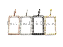 Load image into Gallery viewer, CZ Micro Pave Hollow Out Rectangle Pendant, CZ Pave Pendant, Gold/Rose Gold/Silver/Gunmetal, 22x40mm, Sku#F789