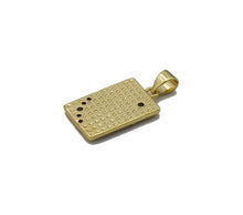 Load image into Gallery viewer, CZ Gold Sun Cresent Moon Star Rectangle Dog Tag Charm, Sku#LK762