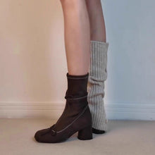 Load image into Gallery viewer, Women's French-Style Chunky Heel Boots | Suede Side Zipper Ankle Boots