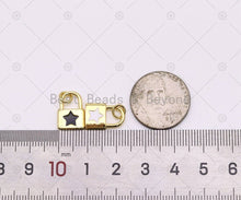 Load image into Gallery viewer, Enamel Cresent Moon/Five Point Star/Heart On Gold Lock Shape Pendant, 18K Gold Filled Lock Charm,Necklace Bracelet Charm,Sku#LK505