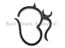 Load image into Gallery viewer, Black CZ Pave On Black Micro Pave Large Om Pendant, 42x46mm, Ohm Yoga Pendant Beads, Pave OM Charm, SKU#F382