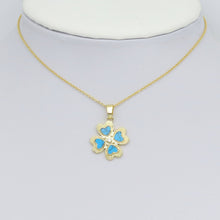 Load image into Gallery viewer, White Pearl Turquoise Stone Gold Clover Charm Pendant, Sku#LX761