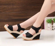 Load image into Gallery viewer, Women's Cutout Platform Sandals | Waterproof Open-Toe Cowhide Heels