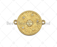 Load image into Gallery viewer, CZ Micro Pave Face On Round Coin Connector Beads, Cubic Zirconia Connector, Dainty Gold Medallion Connector,,18x22mm,Sku#LK226