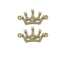 Load image into Gallery viewer, Gold CZ Crown Charm, Sku#LK676