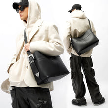 Load image into Gallery viewer, Men's Large Silver Quilted Crossbody Bag – Urban Minimalist PU Leather Shoulder Bag