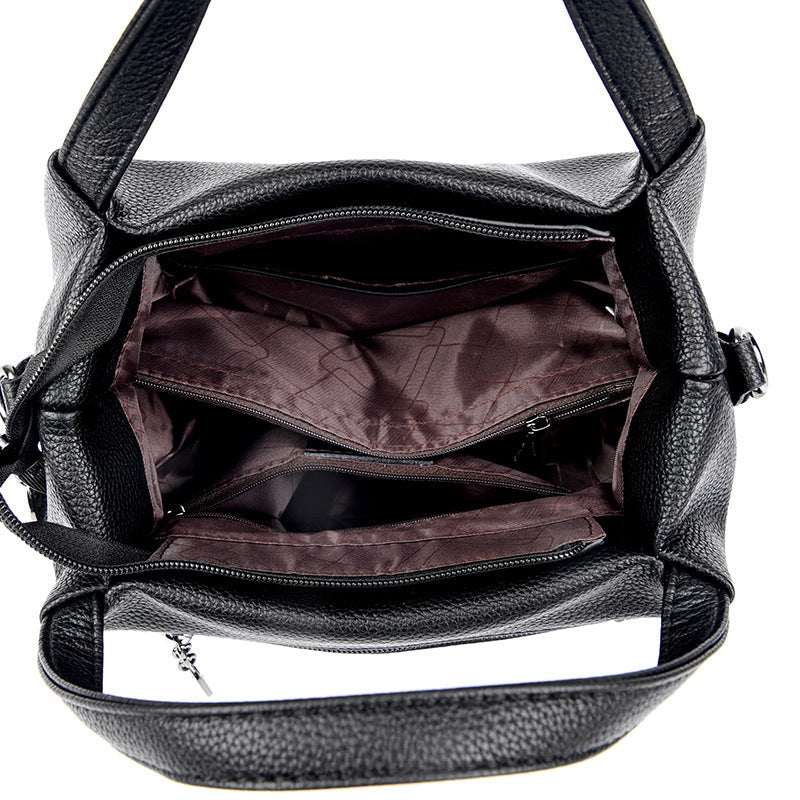Women's High-Capacity Lychee Texture Tote Bag – Composite Cowhide Shoulder Bag
