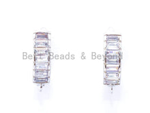 Load image into Gallery viewer, 1Pair/3Pairs CZ Micro Pave Latch Back Earring, Lever back Earring, Gold, Silver black, Huggie Ear wire,sku#J10