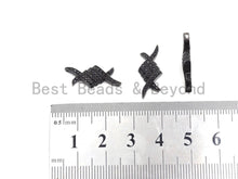 Load image into Gallery viewer, Black CZ Pave On Black Micro Pave Fish Beads/Connector for Bracelet/Necklace, Cubic Zirconia Space Connector, 9x22mm, sku#C104