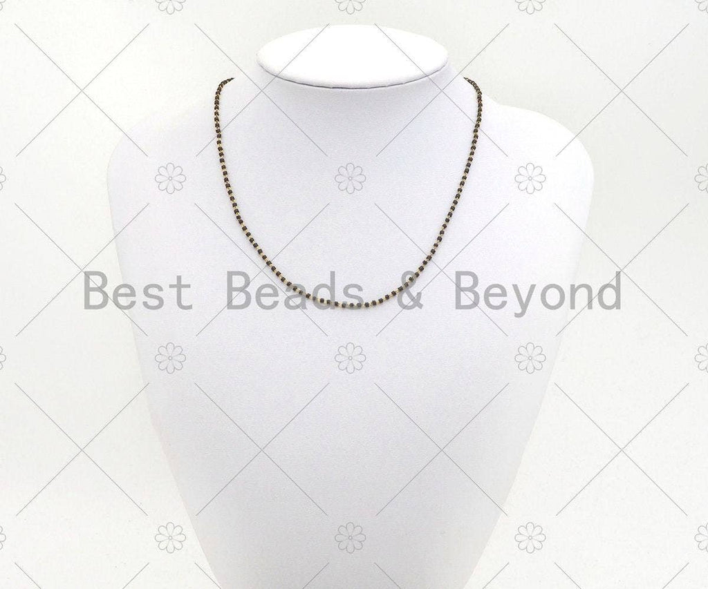 18 Dainty Gold Black Chain Necklace, Layering Necklace,