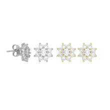 Load image into Gallery viewer, Clear Crystal Flower Stud Earrings, Sku#A409