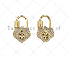 Load image into Gallery viewer, 18K Gold Micro Pave Shield Lock Shape Clasp, Gold Shield Lock, Shield Shape Clasp,Pave Lock,18x28mm,sku#K146