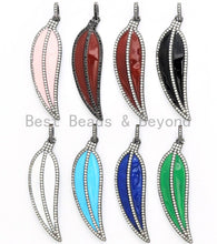 Load image into Gallery viewer, NEW Enamel Colorful Leaf Pendant,CZ Micro Pave Oil Drop Leaf pendant,Enamel pendant,Enamel Jewelry,14x48mm,sku#F619