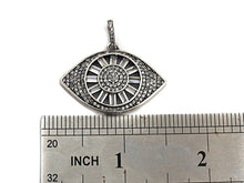 Load image into Gallery viewer, CZ Micro Pave Evil Eye Pendant, Antique Silver Tone, Clear Cubic Zirconia Big Pave Evil Eye Charm Pendant, 33x24sku#F981