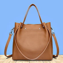Load image into Gallery viewer, Women's Genuine Leather Bucket Tote Bag – Large Capacity | Black, Gray, Caramel