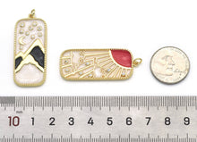 Load image into Gallery viewer, CZ Gold Enamel Rectangle Dog Tag Charm, Sku#LX148